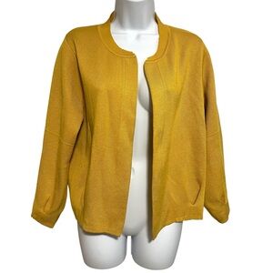 Golden Yellow Women’s Open-Front Cardigan Tailored Details Size XL Sophisticated
